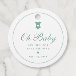Etiquetas Para Lembrancinhas Chá de Bebê Oh Elegante em Verde Sage Script
