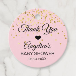 Etiquetas Para Lembrancinhas Chá de Bebê Rosa e Dourado Personalizado para Noiv