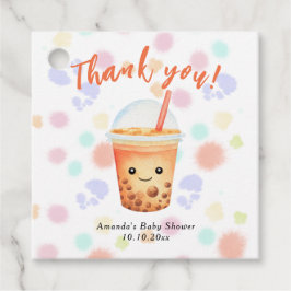 Etiquetas Para Lembrancinhas Chá de Bebê Watercolor Bubble Tea Obrigado