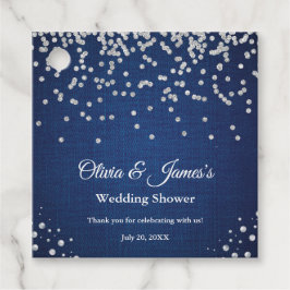 Etiquetas Para Lembrancinhas Chá de Casamento de Casal com Denim Azul Diamantes