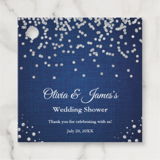 Etiquetas Para Lembrancinhas Chá de Casamento de Casal com Denim Azul Diamantes