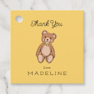 Etiquetas Para Lembrancinhas Chá de fraldas Amarelo Clássico do Urso de Teddy
