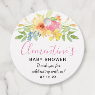 Etiquetas Para Lembrancinhas Chá de fraldas Amarelo Cor Amarela Rosa Obrigado