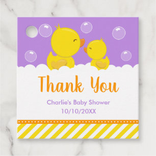 Etiquetas Para Lembrancinhas Chá de fraldas Amarelo-Roxo de Borracha Ducky Obri