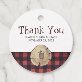 Etiquetas Para Lembrancinhas Chá de fraldas Bear Foot Lumberjack Muito Obrigado