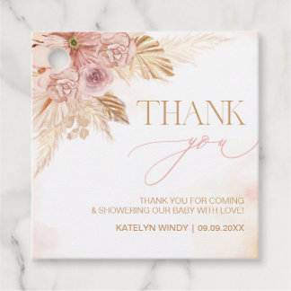 Etiquetas Para Lembrancinhas Chá de fraldas Boho Pampas Grass Obrigado