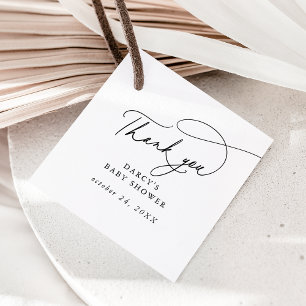 Etiquetas Para Lembrancinhas Chá de fraldas branco preto minimalista DARCY Obri