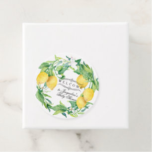 Etiquetas Para Lembrancinhas Chá de fraldas Citrus Teme Lemon Wreath Watercolo