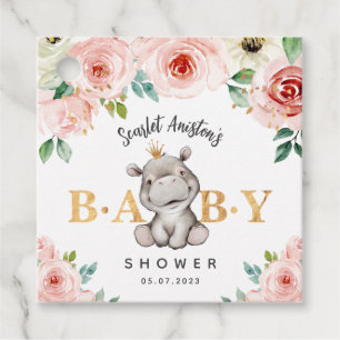 Etiquetas Para Lembrancinhas Chá de fraldas Cute Hippopotamus Obrigado