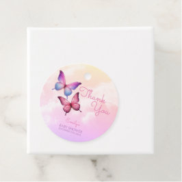 Etiquetas Para Lembrancinhas Chá de fraldas da borboleta de Lavanda rosa