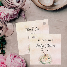 Etiquetas Para Lembrancinhas Chá de fraldas de abóbora creme rosa ouro