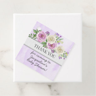 Etiquetas Para Lembrancinhas Chá de fraldas De Água Floral Roxo Obrigado