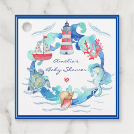 Etiquetas Para Lembrancinhas Chá de fraldas de Aquarela Náutica Neutra do Gêner