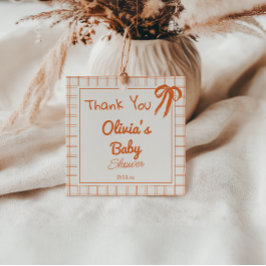 Etiquetas Para Lembrancinhas Chá de fraldas de Arco Gingham Desenhado pela Mão 