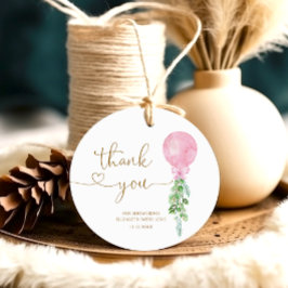 Etiquetas Para Lembrancinhas Chá de fraldas De Balão Cor-De-Cobra Rosa, Obrigad