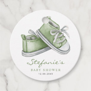 Etiquetas Para Lembrancinhas Chá de fraldas de Booties de Bebê Verde