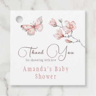 Etiquetas Para Lembrancinhas Chá de fraldas de borboleta rosa com borboleta flo