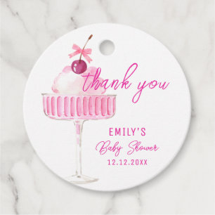 Etiquetas Para Lembrancinhas Chá de fraldas de Cherry Champagne Rosa Brunch Obr