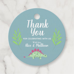 Etiquetas Para Lembrancinhas Chá de fraldas de Dinossauro Azul e Bonito