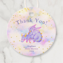 Etiquetas Para Lembrancinhas Chá de fraldas De Dragão Para Meninas Roxas Pastel