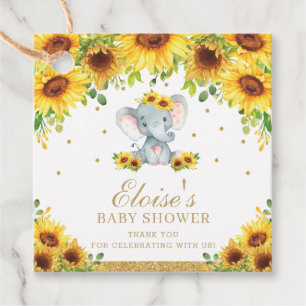 Etiquetas Para Lembrancinhas Chá de fraldas De Elefante Chic Sunflower Obrigad