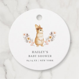 Etiquetas Para Lembrancinhas Chá de fraldas de flor selvagem de coelho neutro, 