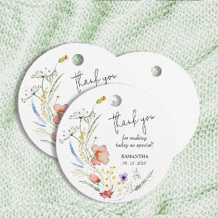 Etiquetas Para Lembrancinhas Chá de fraldas de flores silvestres Obrigado