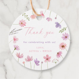 Etiquetas Para Lembrancinhas Chá de fraldas de flores silvestres roxas cor-de-r