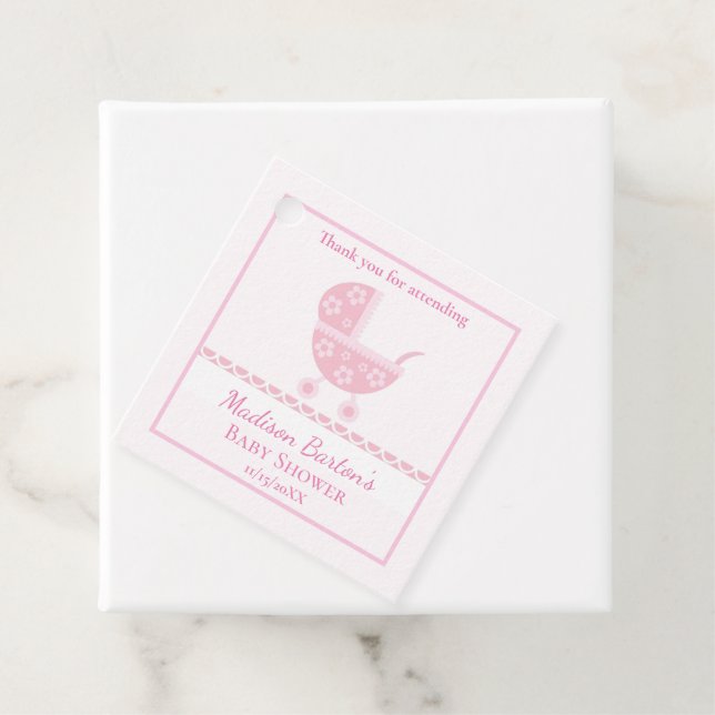 Etiquetas Para Lembrancinhas Chá de fraldas de Garota Bonita de Pram Rosa (In Situ)