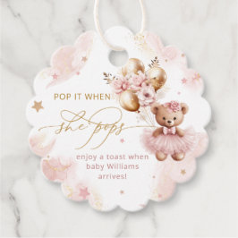 Etiquetas Para Lembrancinhas Chá de fraldas de Garota de Espera do Balão do Urs