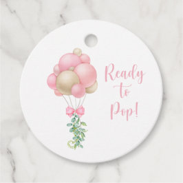 Etiquetas Para Lembrancinhas Chá de fraldas de Garotas Pronto para Balões Rosa-