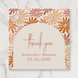 Etiquetas Para Lembrancinhas Chá de fraldas de Grãos Florais Cor-de-laranja e R