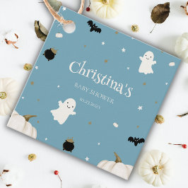 Etiquetas Para Lembrancinhas Chá de fraldas de Halloween Pastel Azul