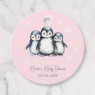 Etiquetas Para Lembrancinhas Chá de fraldas de inverno Pinguim Gato