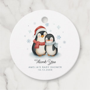 Etiquetas Para Lembrancinhas Chá de fraldas de Natal da Família Pinguim de inve