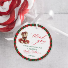 Etiquetas Para Lembrancinhas Chá de fraldas De Natal Do Urso De Teddy Obrigado