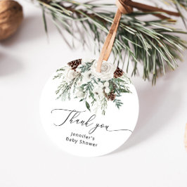 Etiquetas Para Lembrancinhas Chá de fraldas de pinheiro verde-inverno