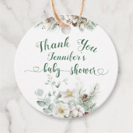 Etiquetas Para Lembrancinhas Chá de fraldas de pinheiro verde-inverno