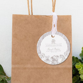 Etiquetas Para Lembrancinhas Chá de fraldas de Toile Neutro