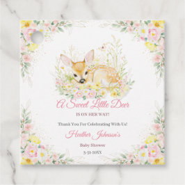 Etiquetas Para Lembrancinhas Chá de fraldas de veados flóridos cor-de-rosa-bran
