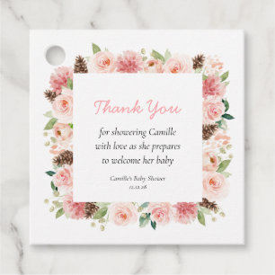 Etiquetas Para Lembrancinhas Chá de fraldas de Winter Floral Girl Obrigado