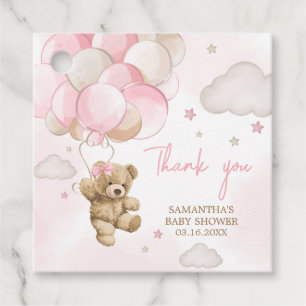 Etiquetas Para Lembrancinhas Chá de fraldas do Balão do Urso Rosa Boho