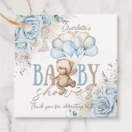 Etiquetas Para Lembrancinhas Chá de fraldas do Boho Blue Floral Pampas Teddy Be