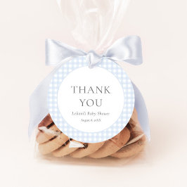 Etiquetas Para Lembrancinhas Chá de fraldas do Garoto Gingham Azul Pálido