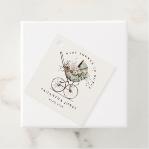Etiquetas Para Lembrancinhas Chá de fraldas do Rolete Floral Verde Blush Vintag