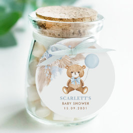 Etiquetas Para Lembrancinhas Chá de fraldas do Urso de Folha Azul Dusty