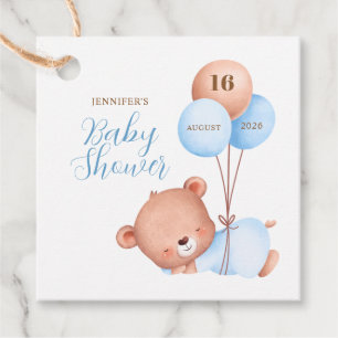 Etiquetas Para Lembrancinhas Chá de fraldas do Urso de Teddy do Balão Azul de A