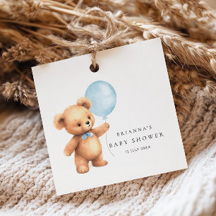 Etiquetas Para Lembrancinhas Chá de fraldas do Urso do Balão Azul