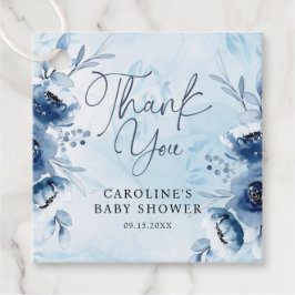 Etiquetas Para Lembrancinhas Chá de fraldas Elegante Blue Flowers Boy