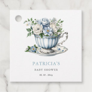 Etiquetas Para Lembrancinhas Chá de fraldas Floral Blue Tea Party Boy